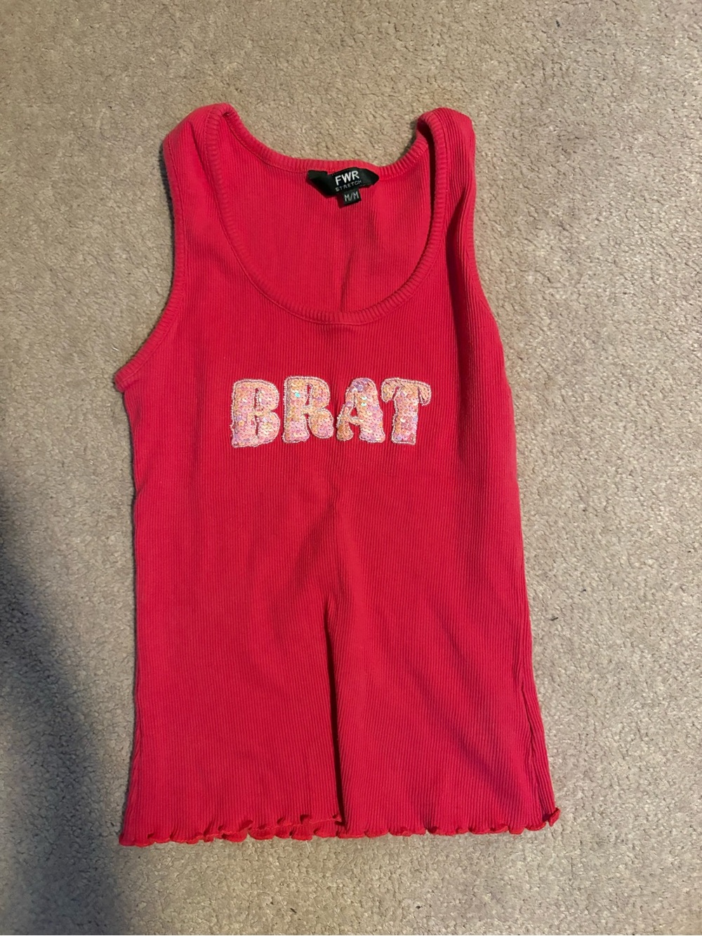 Pink 'BRAT' Ribbed Tank Top